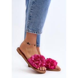 Chinelos femininos com flores fúcsia Eelfan rosa 2