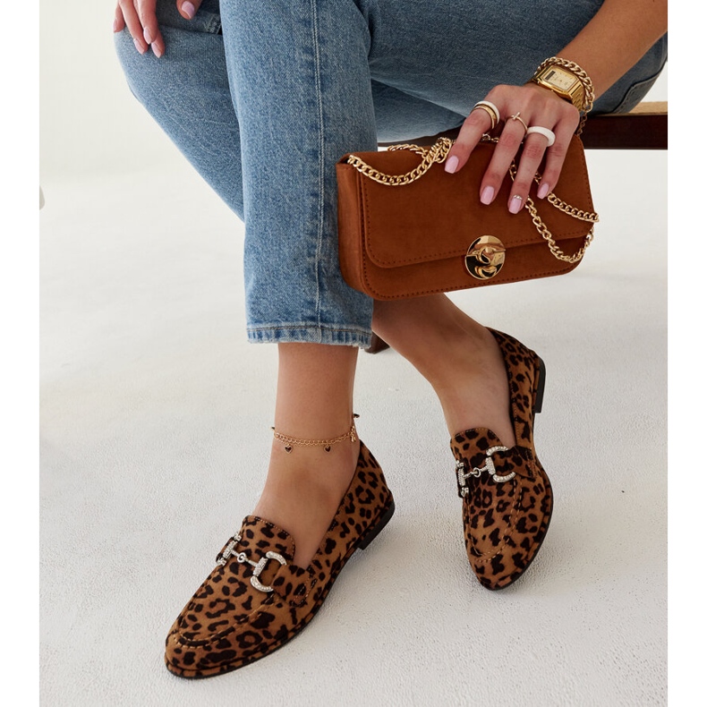 Mocassins leopardo com strass Marija bege 1
