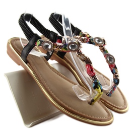 Chinelos com pedras C63 preto verde amarelo vermelho 1