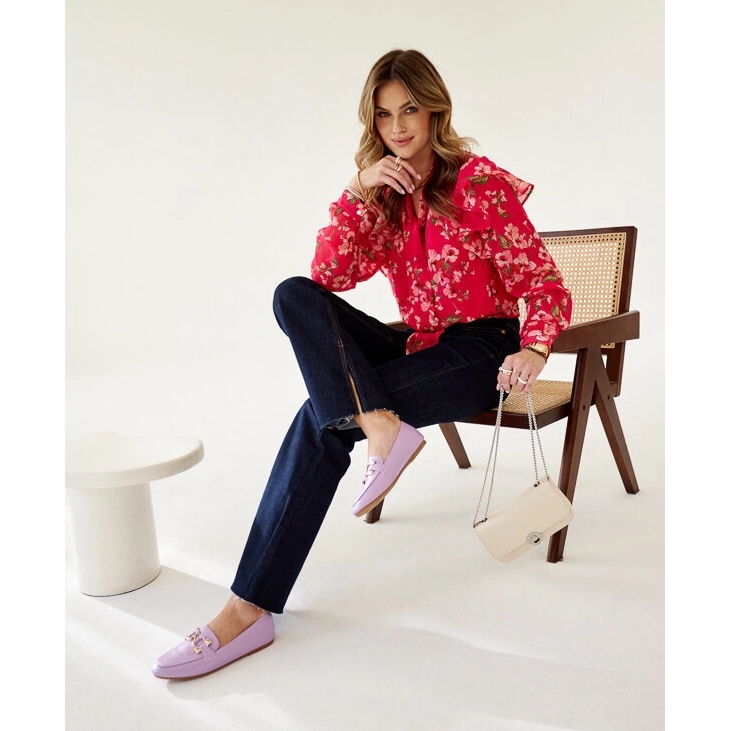 Mocassins com fivela Comerio roxos 2