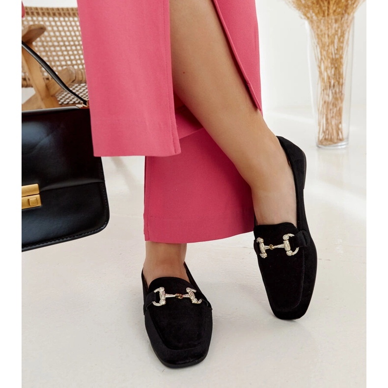 Mocassins de veludo preto com strass Fabrizia 2