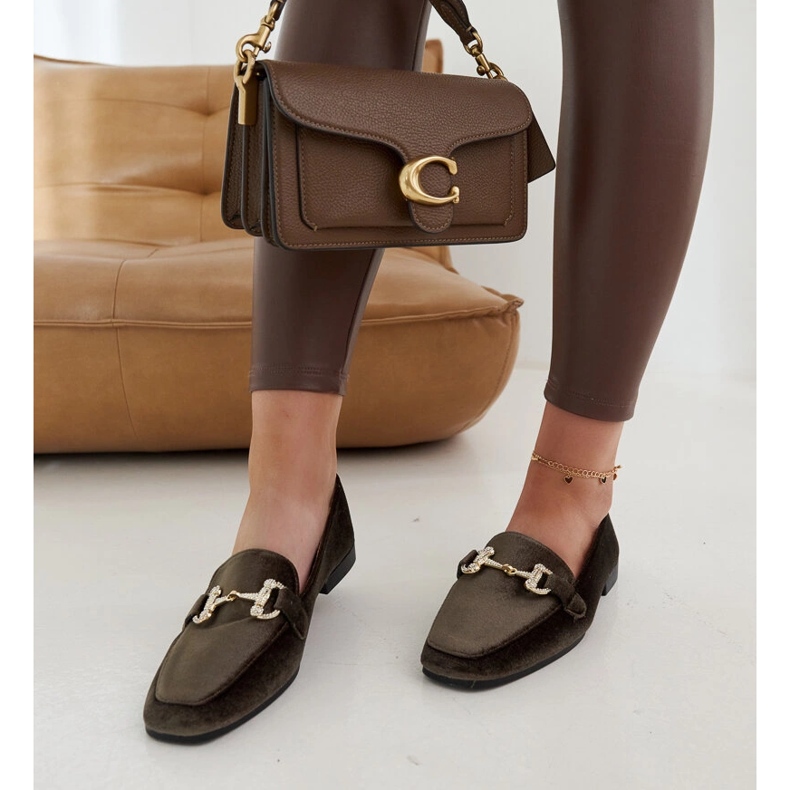 Mocassins de veludo verde com strass Fabrizia 2