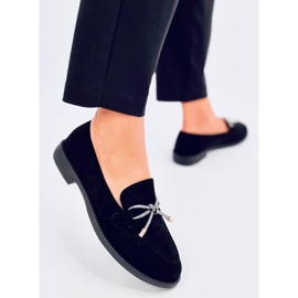 Mocassins femininos de camurça Saras Black preto 2