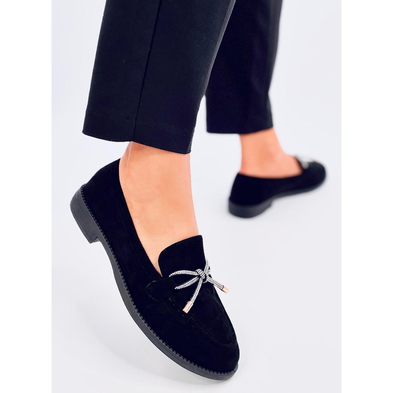 Mocassins femininos de camurça Saras Black preto 2