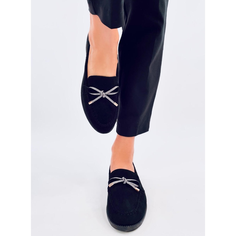 Mocassins femininos de camurça Saras Black preto 1