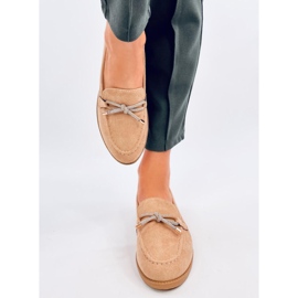 Mocassins femininos de camurça Saras Camel bege 1