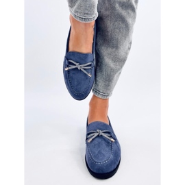 Mocassins femininos de camurça Saras Denim Blue azul 1