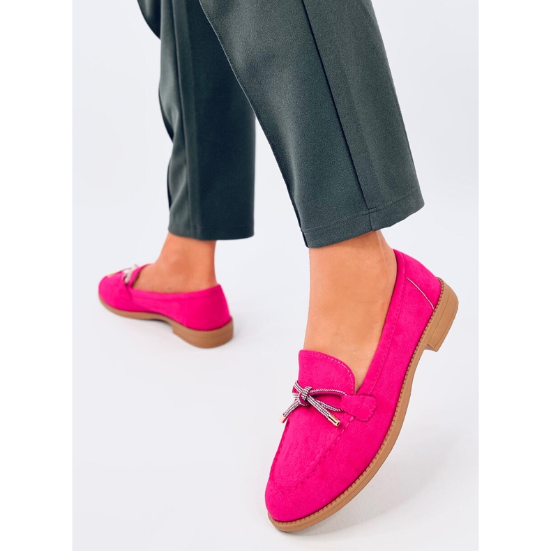 Mocassins femininos Saras Fuchsia em camurça rosa 2