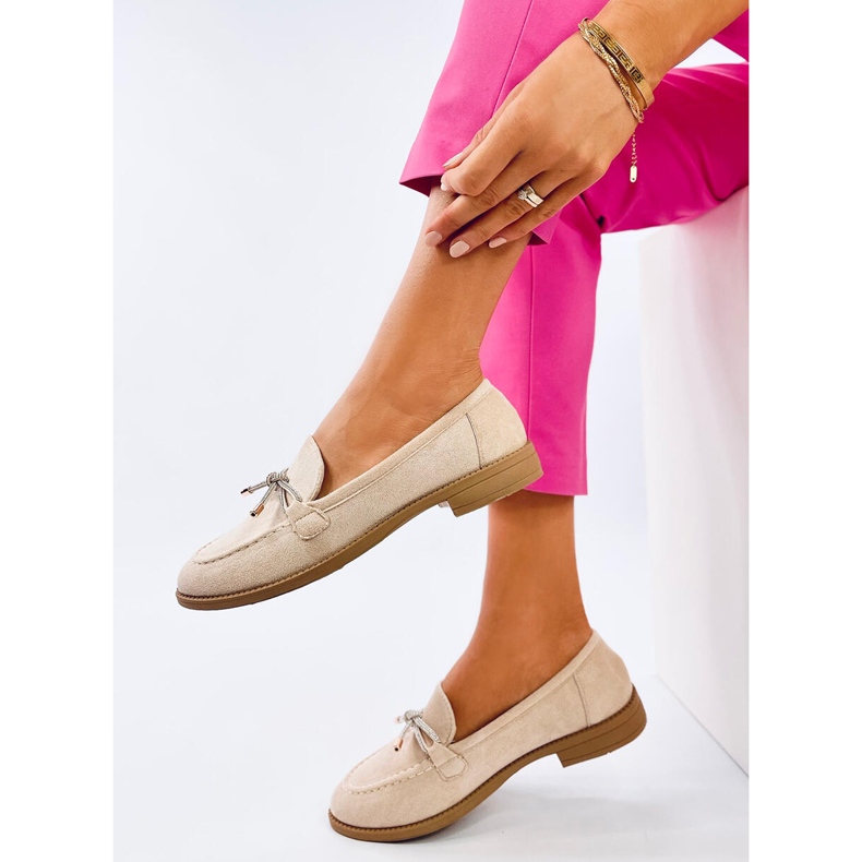 Mocassins femininos de camurça Saras Beige bege 1