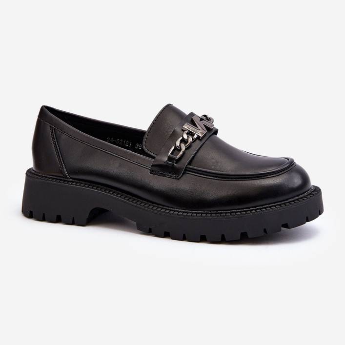 Vinceza Mocassins femininos de salto plano preto Ezoma preto 2