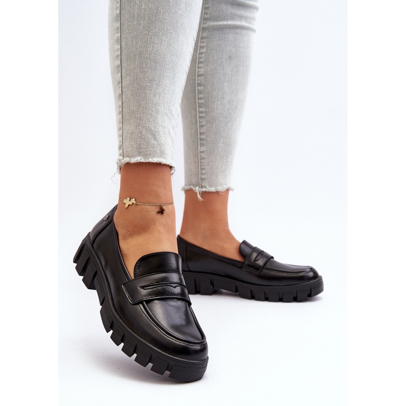 Vinceza Mocassins femininos de couro ecológico preto Seravisa 2