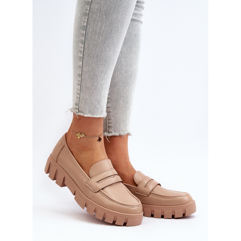 Vinceza Mocassins femininos de couro ecológico bege Seravisa 2