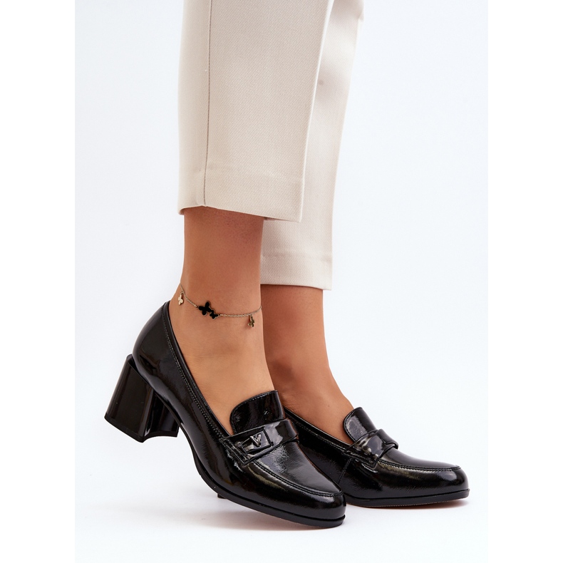 Vinceza Bombas de salto alto preto envernizado Felicijana 2