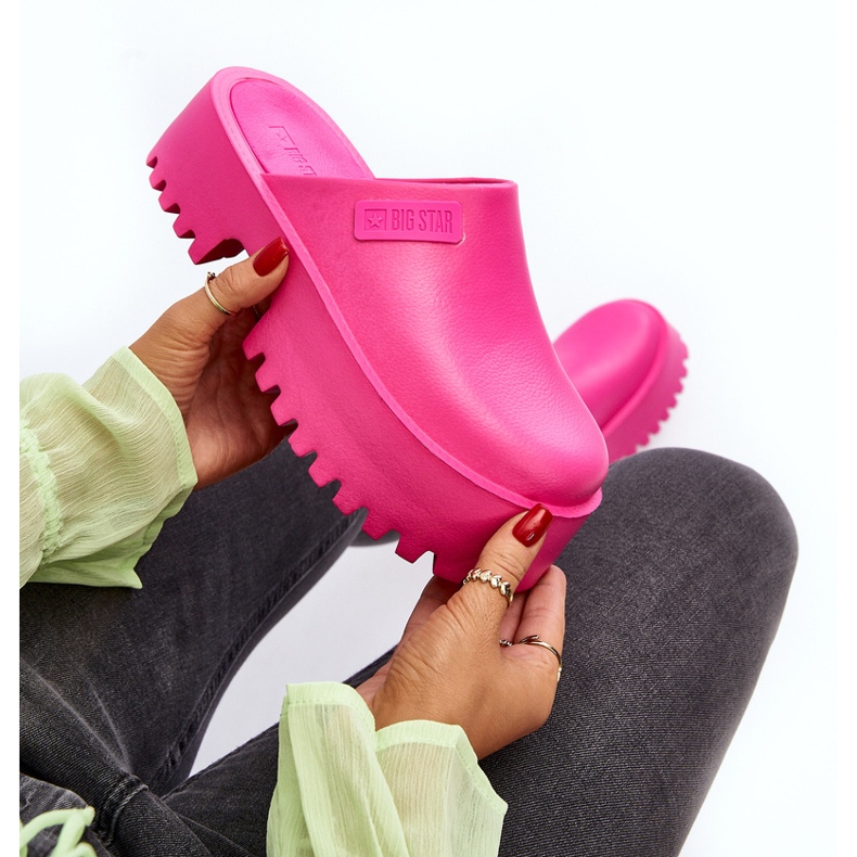 Chinelos femininos com sola enorme Big Star NN274019 fúcsia rosa 2