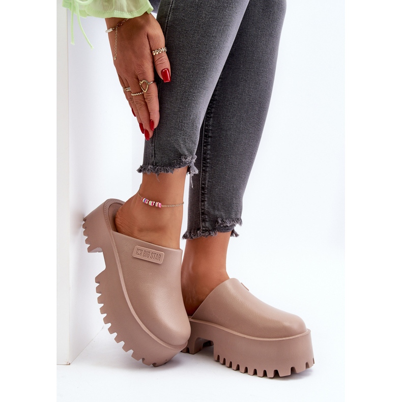 Chinelos femininos com sola enorme Big Star NN274016 bege 1