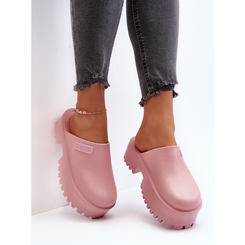 Chinelos femininos com sola enorme Big Star NN274020 rosa 1