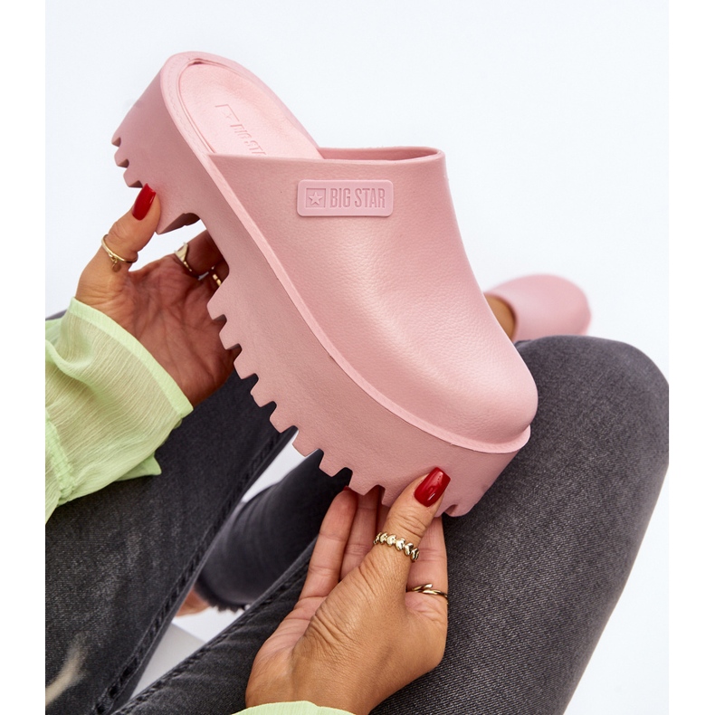 Chinelos femininos com sola enorme Big Star NN274020 rosa 2
