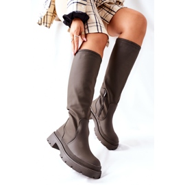 S.Barski Green do exército de botas altas femininas verde 3