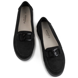 Mocassins pretos de senhora com sola confortável 1