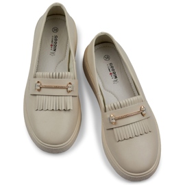 Sapatos femininos de couro bege 1