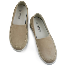 Sapatos femininos confortáveis ​​em couro natural com sola plana bege 1