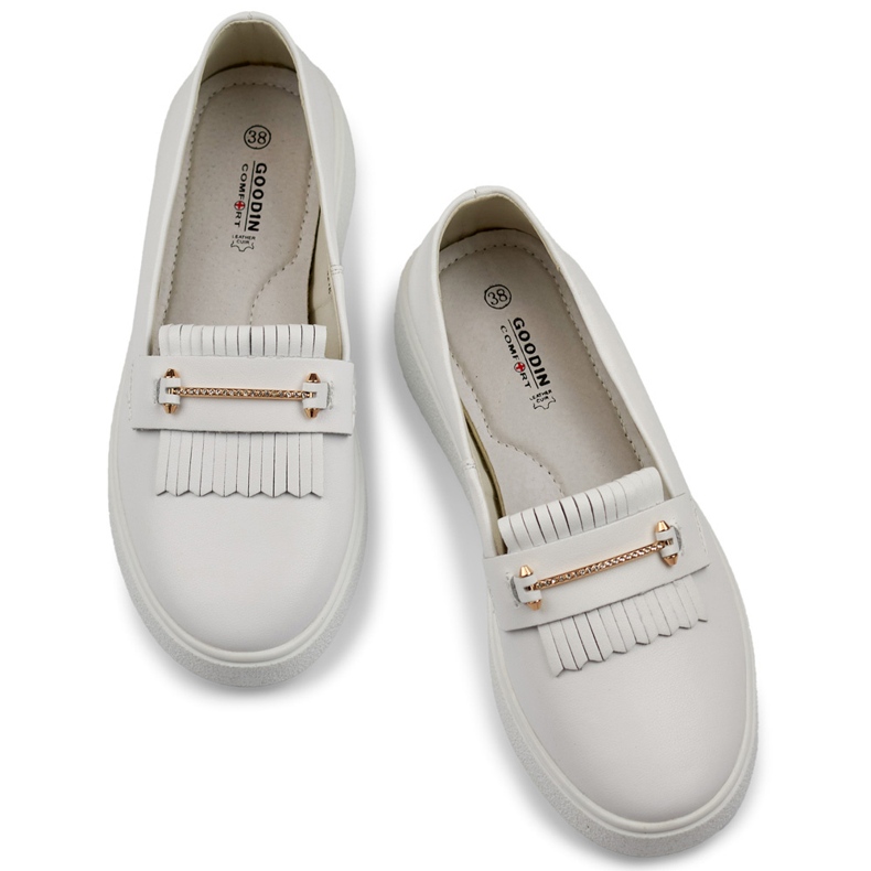 Sapatos femininos de couro branco 1