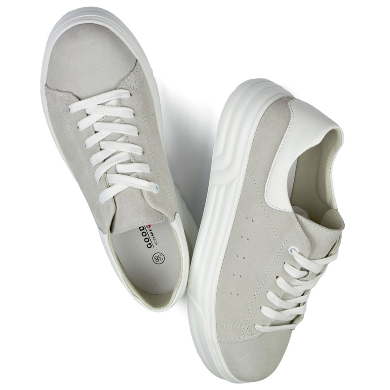 Sapatos femininos de couro com sola plana, cinza 1