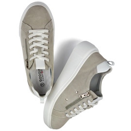 Calçados esportivos femininos de couro cinza 1