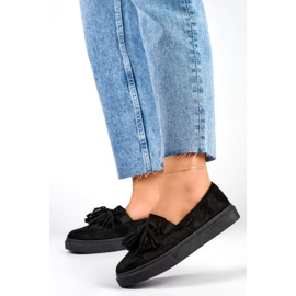 Sapatos femininos pretos com franjas, mocassins pretos com franjas 2 Sapatos femininos pretos com franjas, mocassins pretos com franjas 2