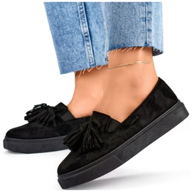 Sapatos femininos pretos com franjas, mocassins pretos com franjas 1 Sapatos femininos pretos com franjas, mocassins pretos com franjas 1