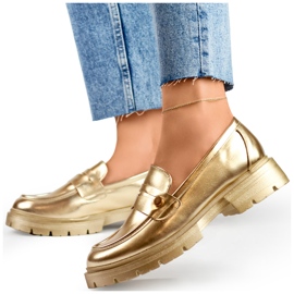 Sapatos femininos dourados com sola grossa 1