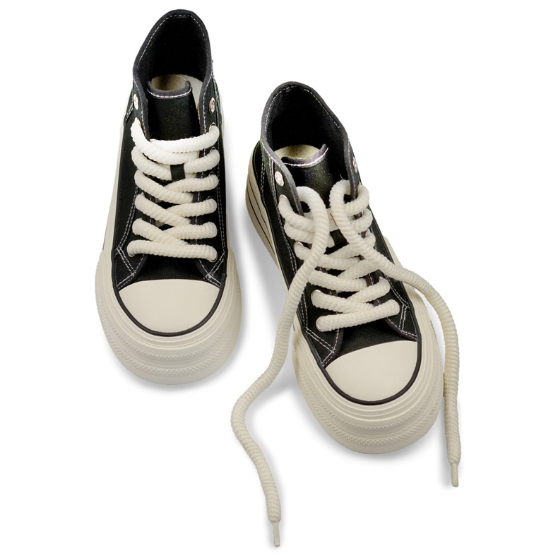 Tênis preto com sola grossa, tênis feminino de cano alto 1