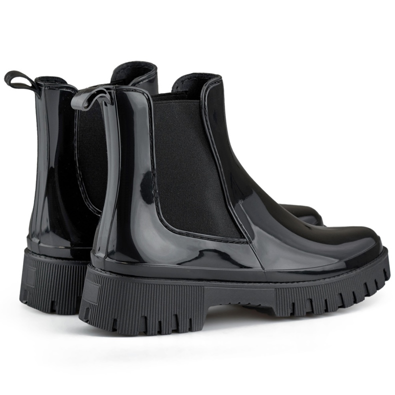 Botas Wellington femininas negras com sola grossa preto 1