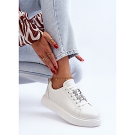 Vinceza Tênis feminino de couro com enfeites, disúria branca branco 1