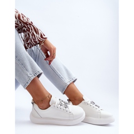 Vinceza Tênis feminino de couro com enfeites, disúria branca branco 2