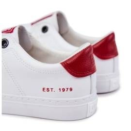 Tênis masculino de couro Big Star JJ174106 Branco-Vermelho 4
