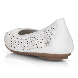 Sapatilhas femininas confortáveis ​​de couro com aberturas, brancas Rieker 41460-80 branco 3