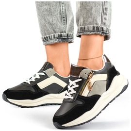 Calçados esportivos casuais femininos, tênis pretos 2