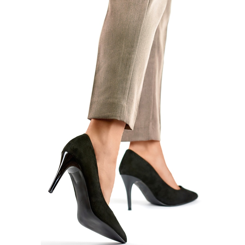 Sapatos de salto alto em camurça preta preto 1