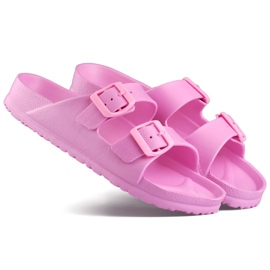 Chinelos rosa com duas fivelas 2