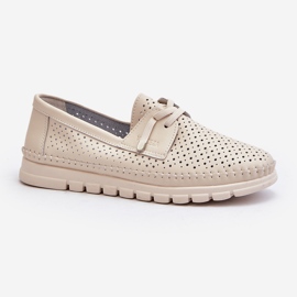 Vinceza Sapatos femininos de couro bege perfurados Darnissa 1