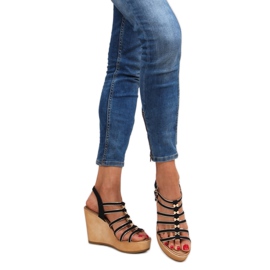 Sandálias de cunha GM-5032 pretas preto 2