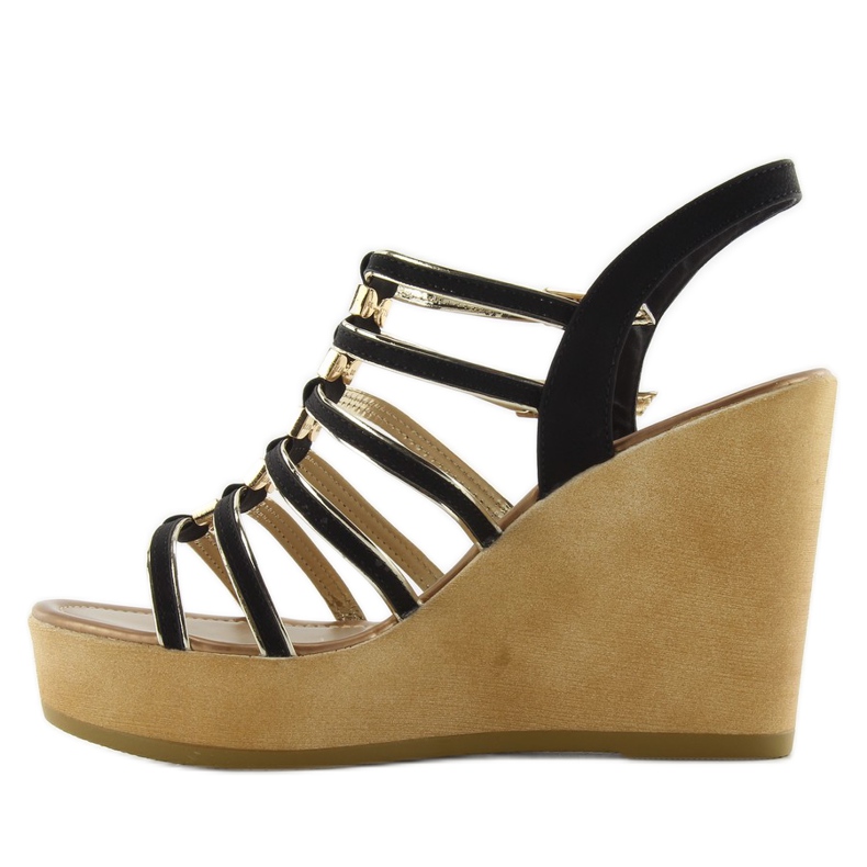 Sandálias de cunha GM-5032 pretas preto 1