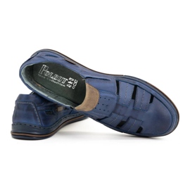 Polbut Sapatos masculinos vazados 06 para o verão - azul marinho e marrom 3