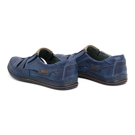 Polbut Sapatos masculinos vazados 06 para o verão - azul marinho e marrom 5