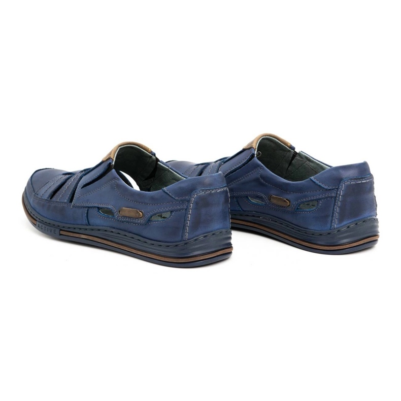Polbut Sapatos masculinos vazados 06 para o verão - azul marinho e marrom 5