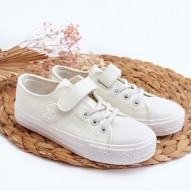 Tênis infantil de couro com velcro branco Delmara 1