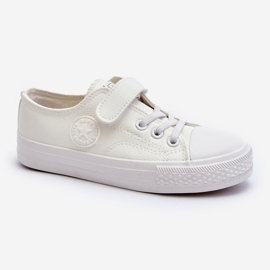 Tênis infantil de couro com velcro branco Delmara 2