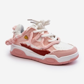 Tênis feminino com cadarço grosso rosa Miatora 2