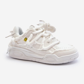 Tênis feminino com cadarço grosso branco Miatora 2